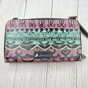 Sakroots Wallet Wristlet Phone Holder Case Coated Canvas‎ Boho Artists Circle